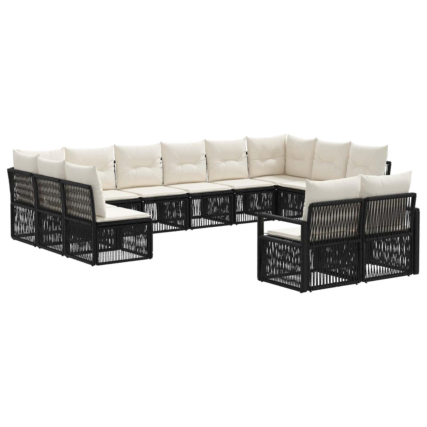 Gartensofa-set 12 pcs Schwarz Poly-Rattan