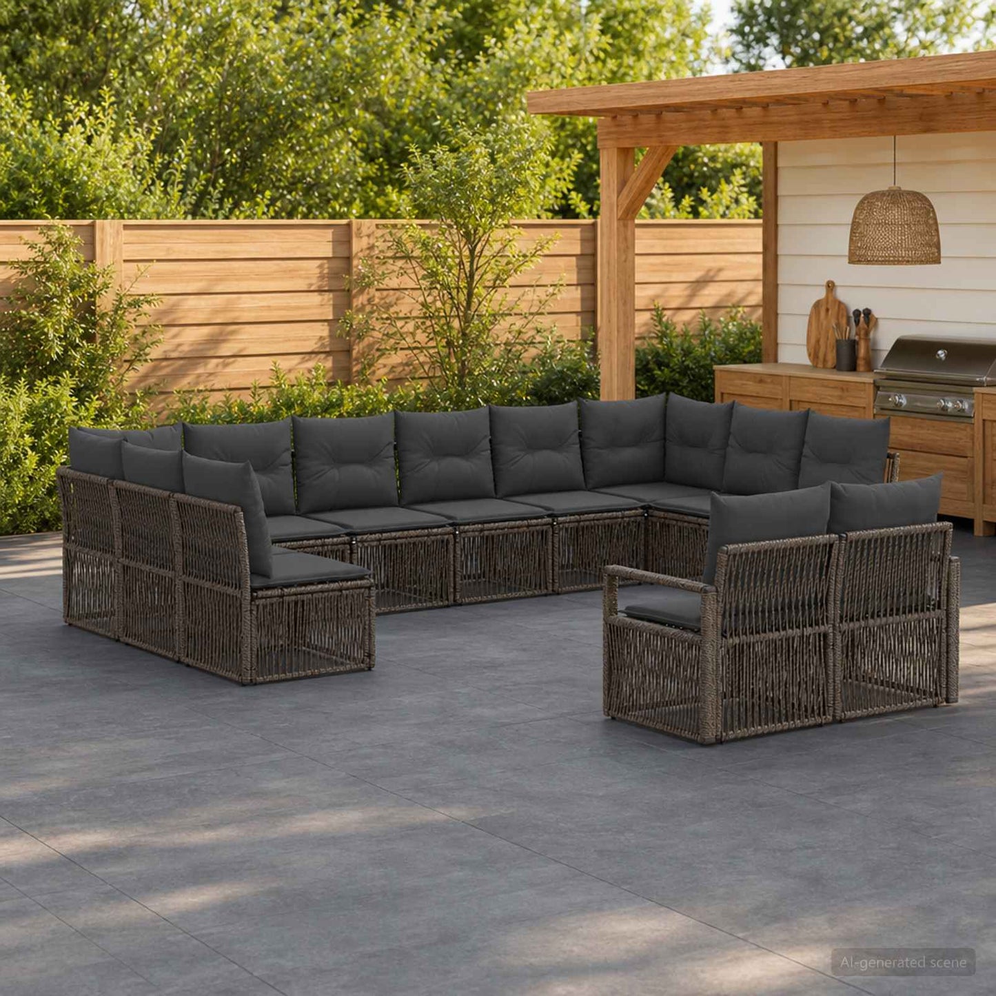 Gartensofa-set 12 stk. Grau Poly-Rattan