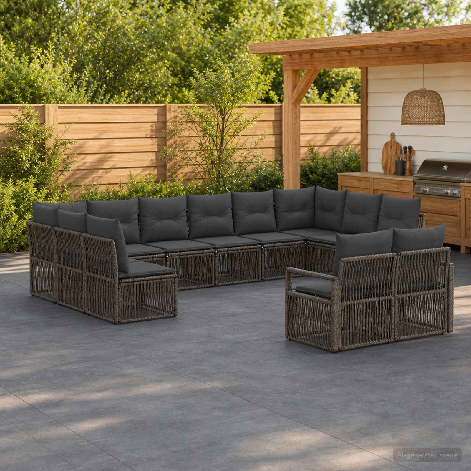Gartensofa-set 12 stk. Grau Poly-Rattan