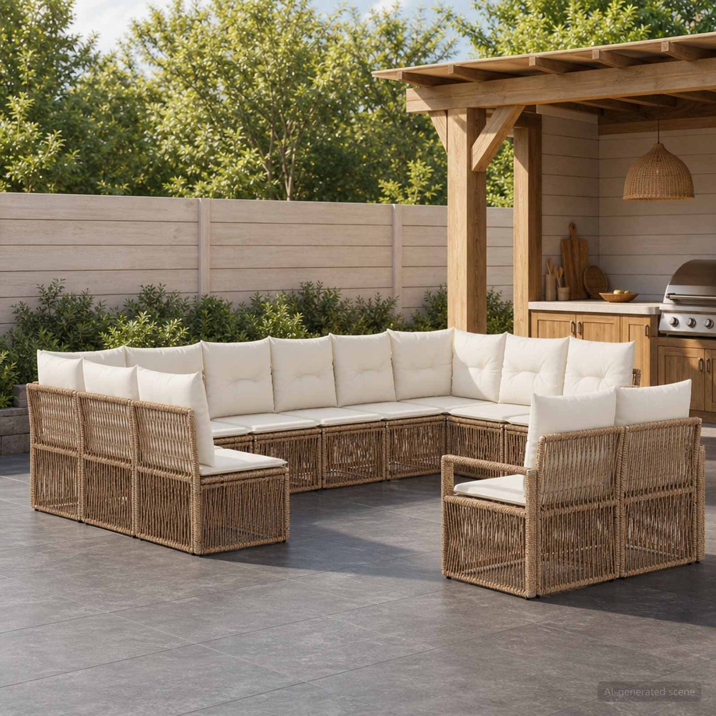 Gartensofa-set 12 pcs Beige Poly-Rattan