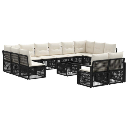 Gartensofa-set 13 stk. Schwarz Poly-Rattan