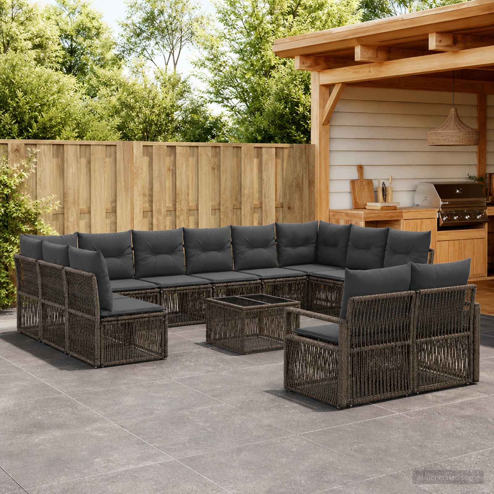Gartensofa-set 13 stk. Grau Poly-Rattan