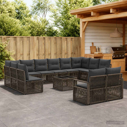 Gartensofa-set 13 stk. Grau Poly-Rattan