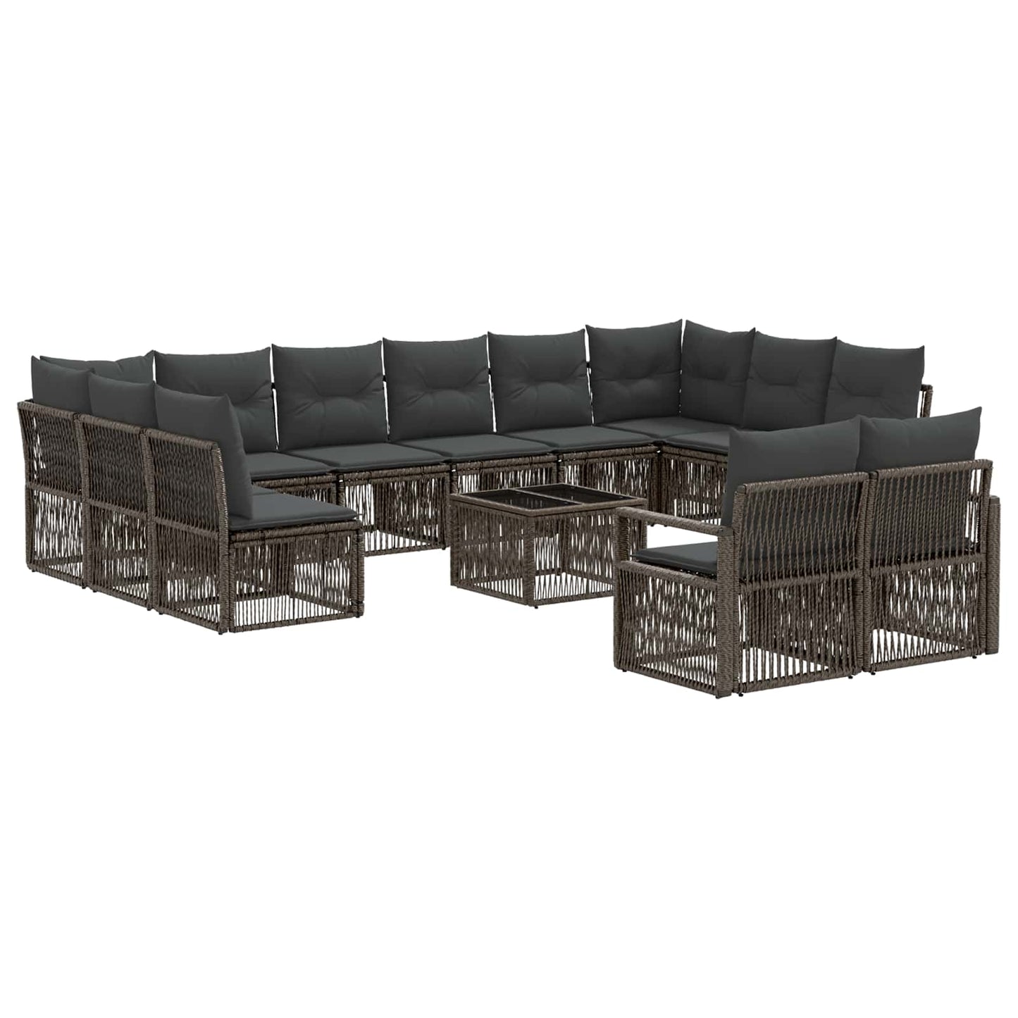 Gartensofa-set 13 stk. Grau Poly-Rattan