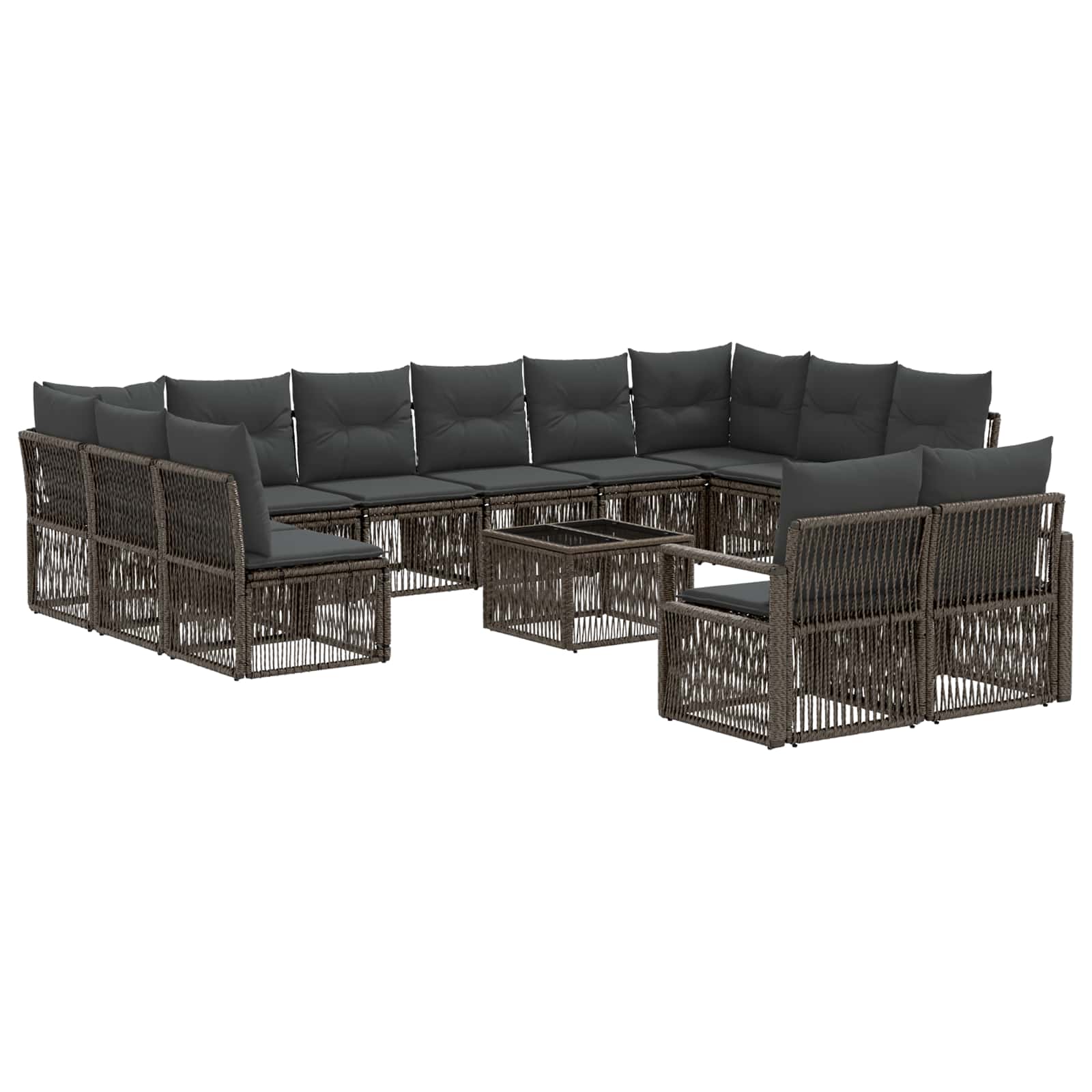 Gartensofa-set 13 stk. Grau Poly-Rattan