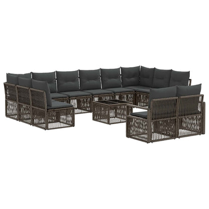 Gartensofa-set 13 stk. Grau Poly-Rattan