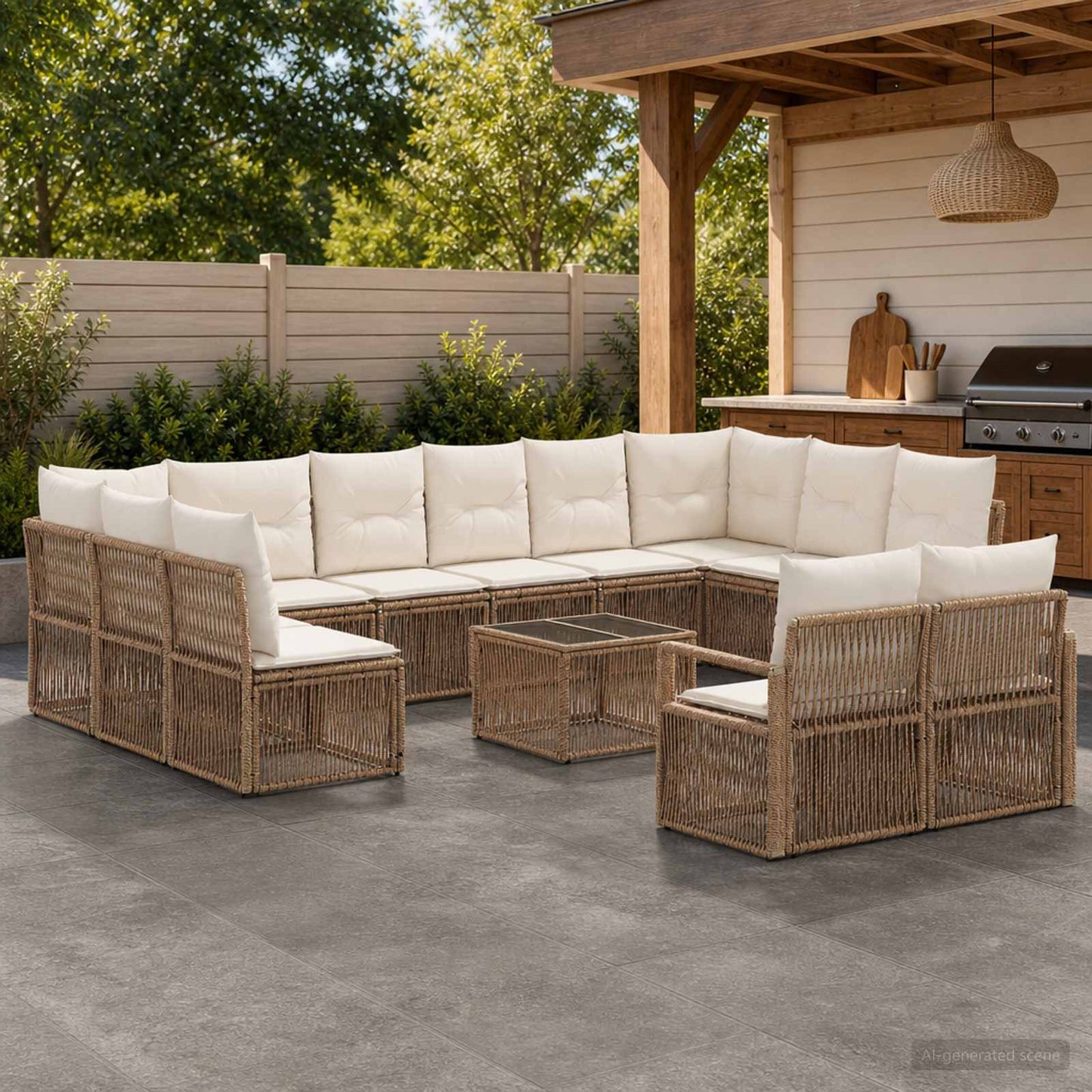 Gartensofa-set 13 pcs Beige Poly-Rattan
