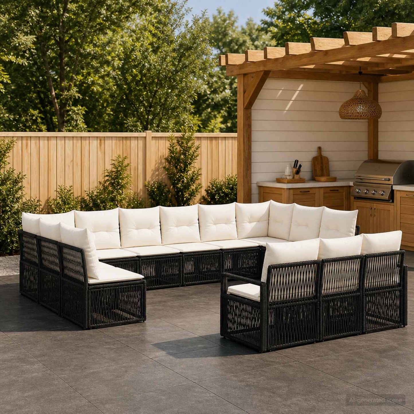 Gartensofa-set 13 pcs Schwarz Poly-Rattan