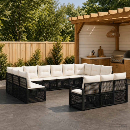 Gartensofa-set 13 stk. Schwarz Poly-Rattan