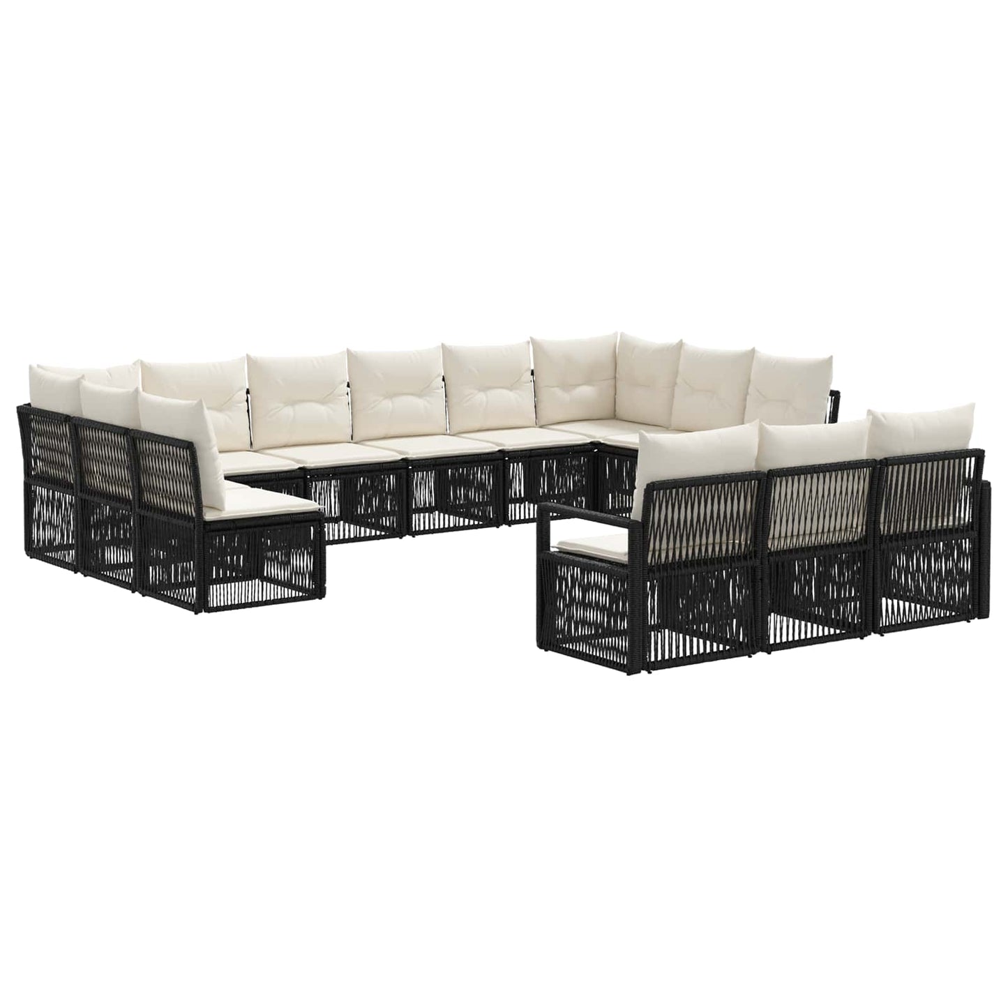 Gartensofa-set 13 pcs Schwarz Poly-Rattan