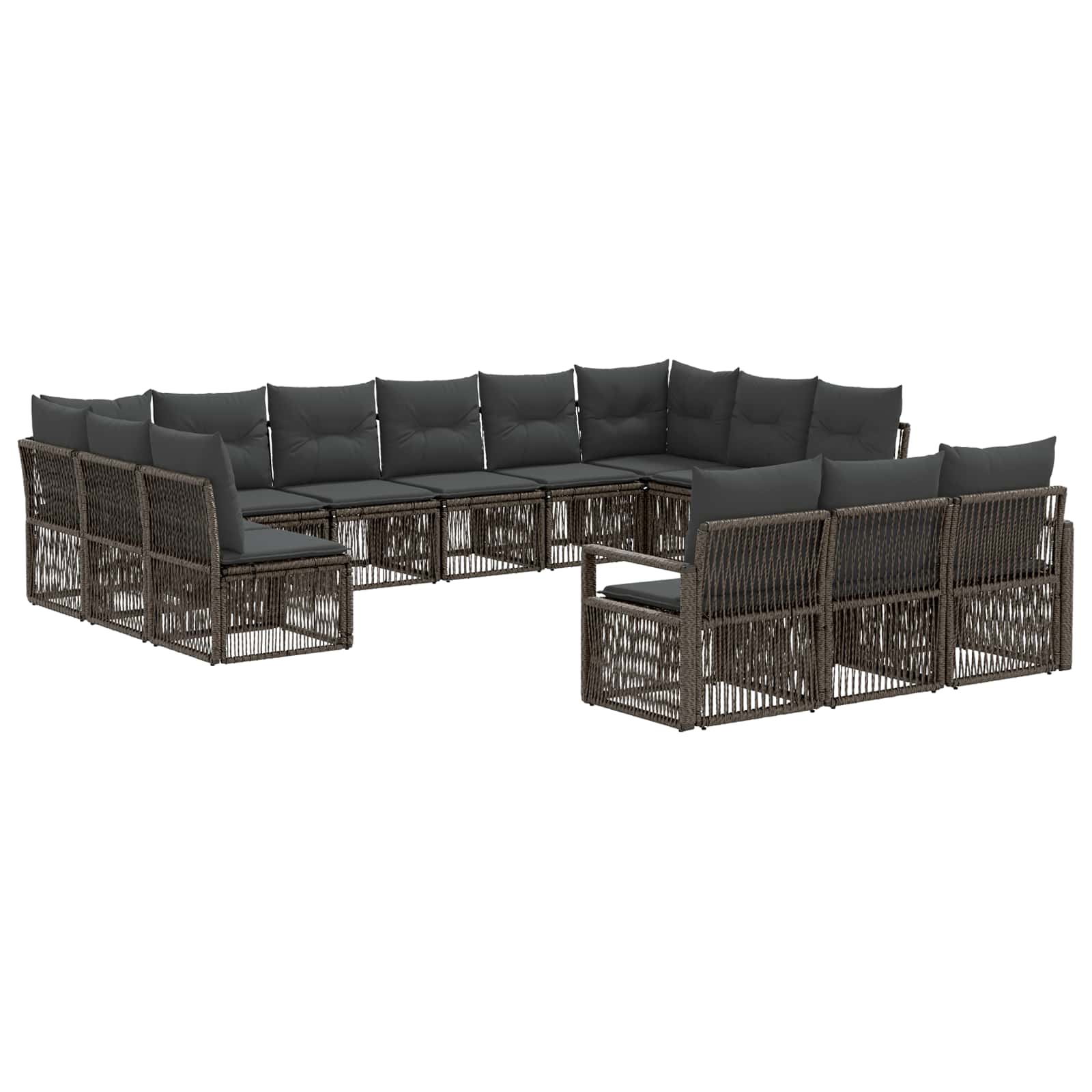 Gartensofa-set 13 stk. Grau Poly-Rattan