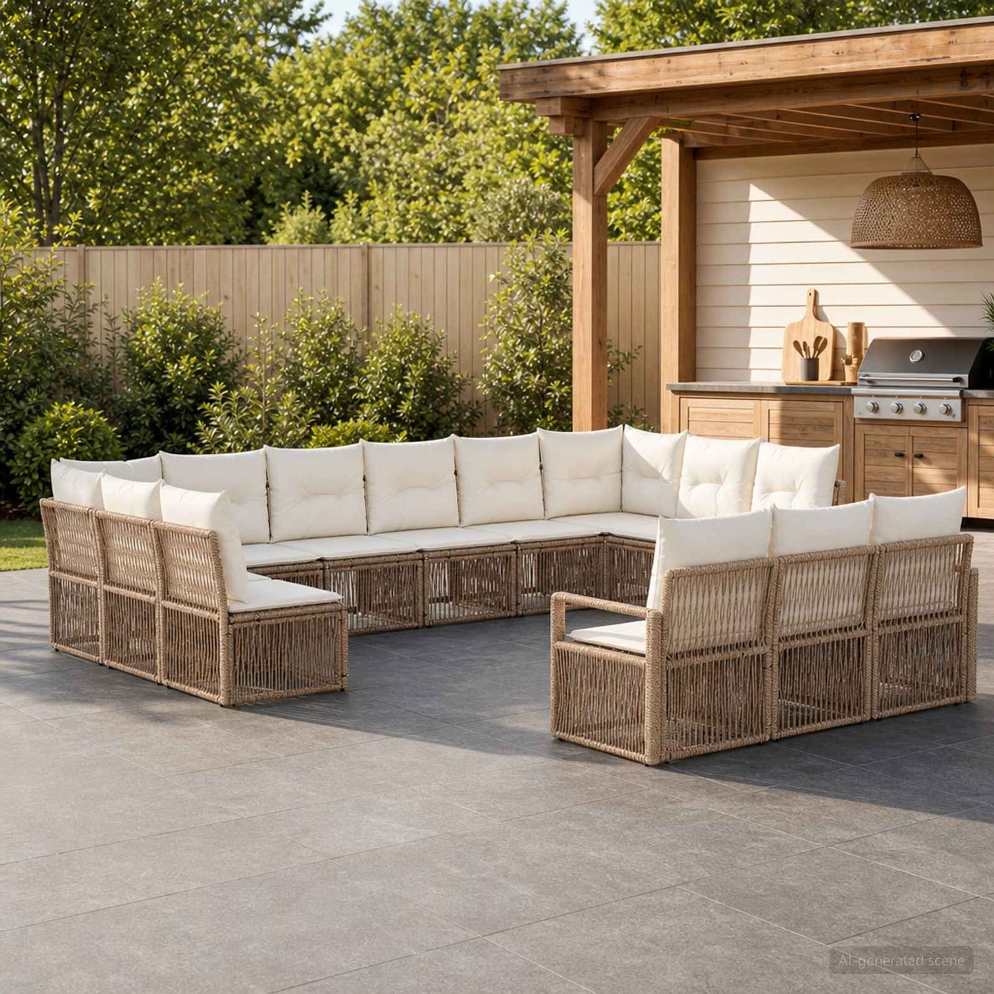 Gartensofa-set 13 pcs Beige Poly-Rattan