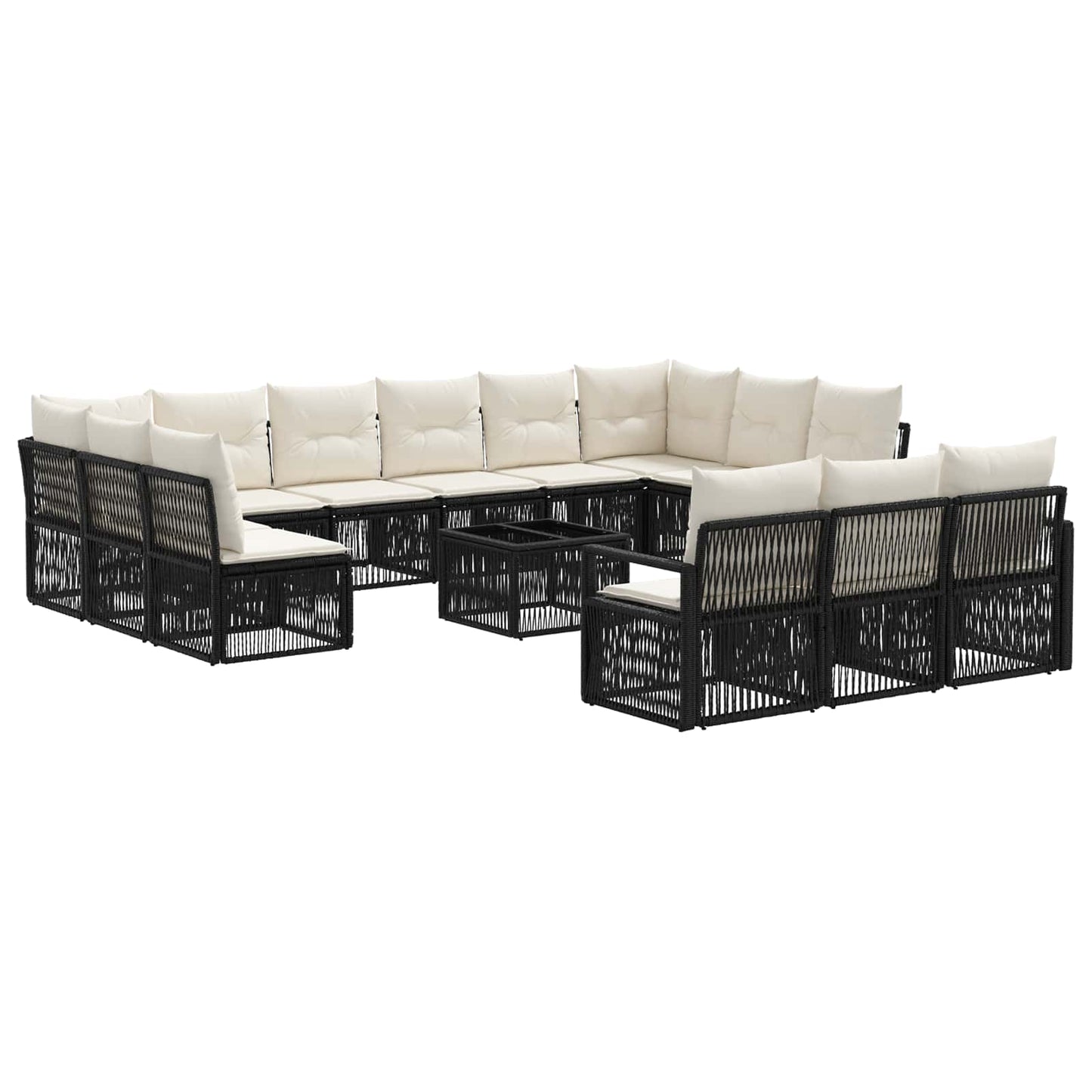 Gartensofa-set 14 pcs Schwarz Poly-Rattan
