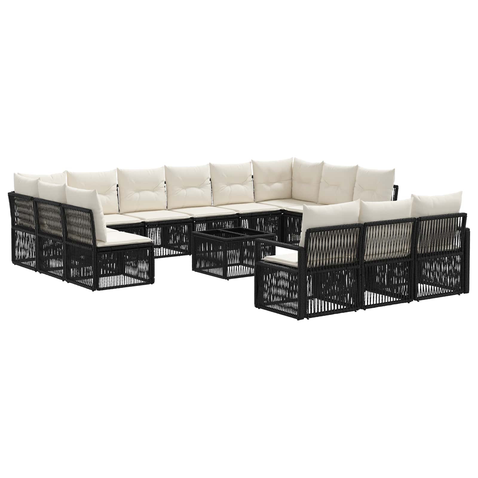 Gartensofa-set 14 pcs Schwarz Poly-Rattan