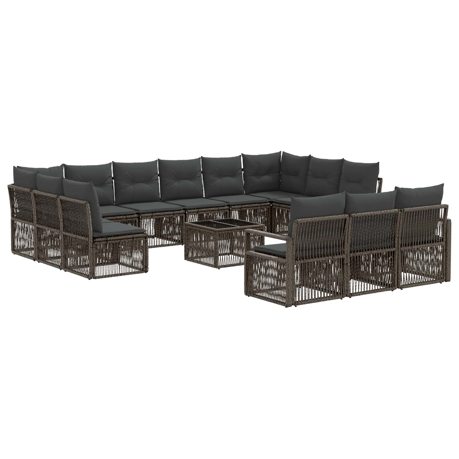Gartensofa-set 14 stk. Grau Poly-Rattan