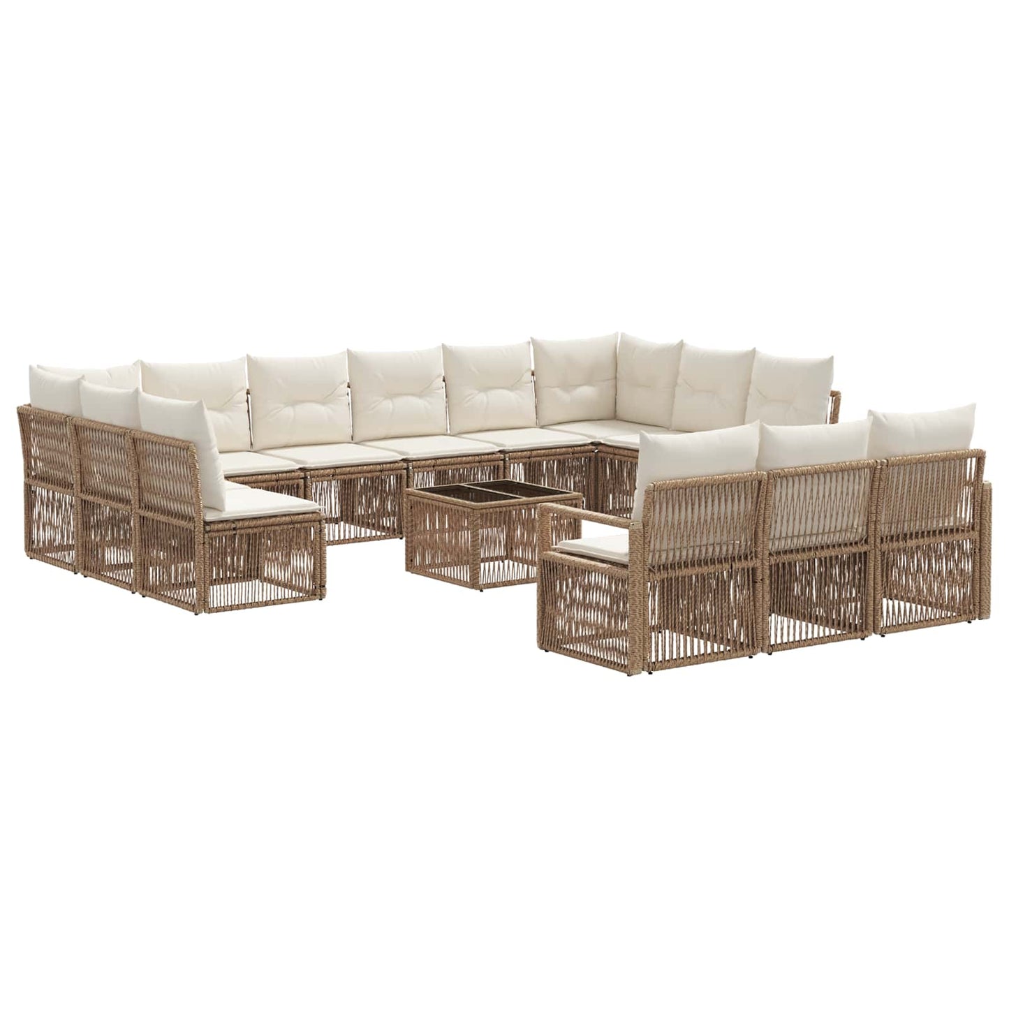Gartensofa-set 14 pcs Beige Poly-Rattan