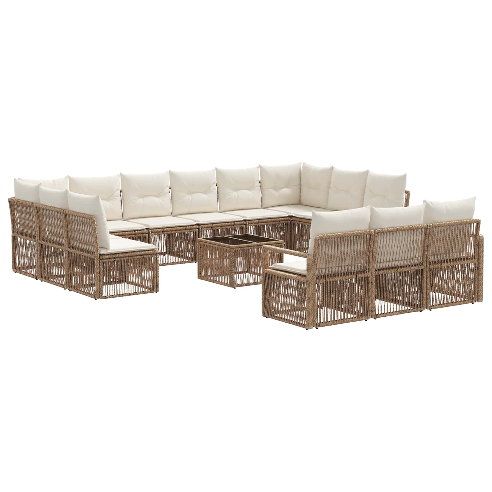 Gartensofa-set 14 pcs Beige Poly-Rattan