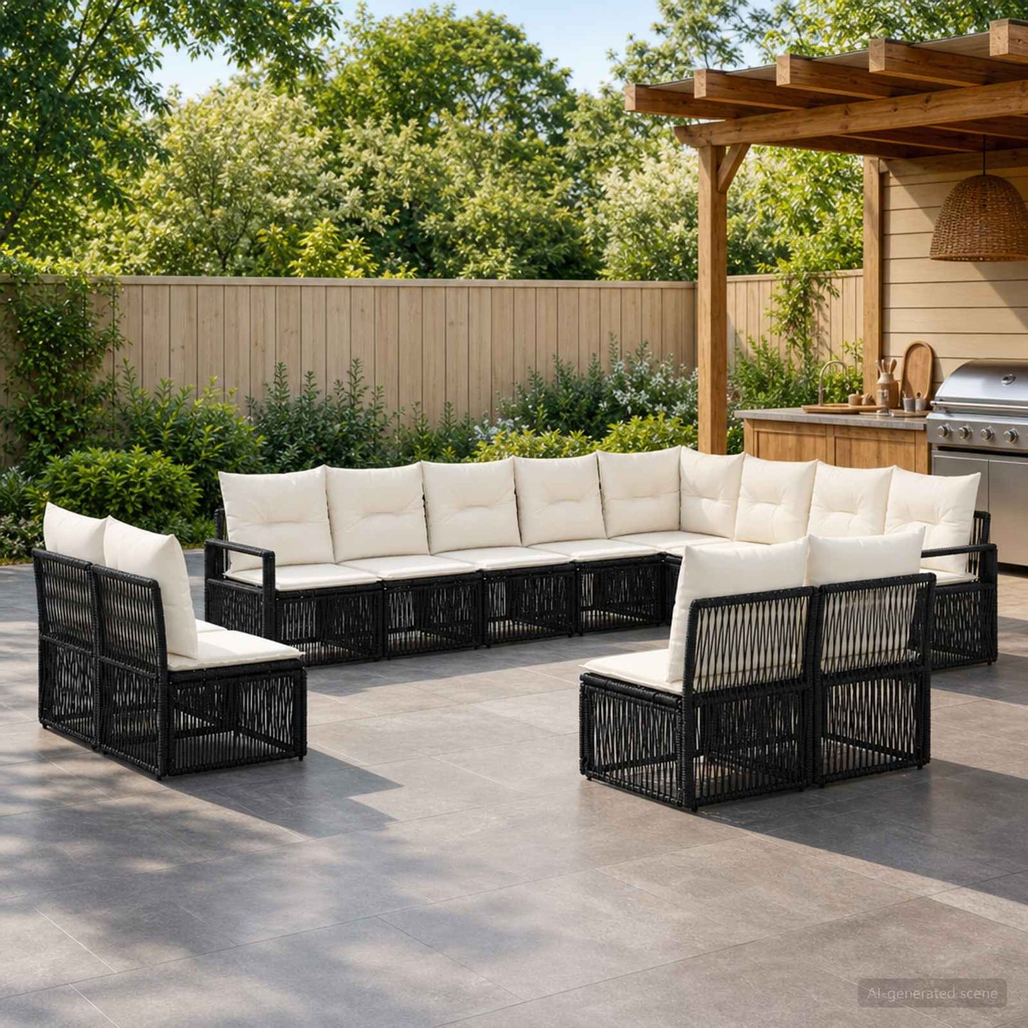 Gartensofa-set 12 pcs Schwarz Poly-Rattan