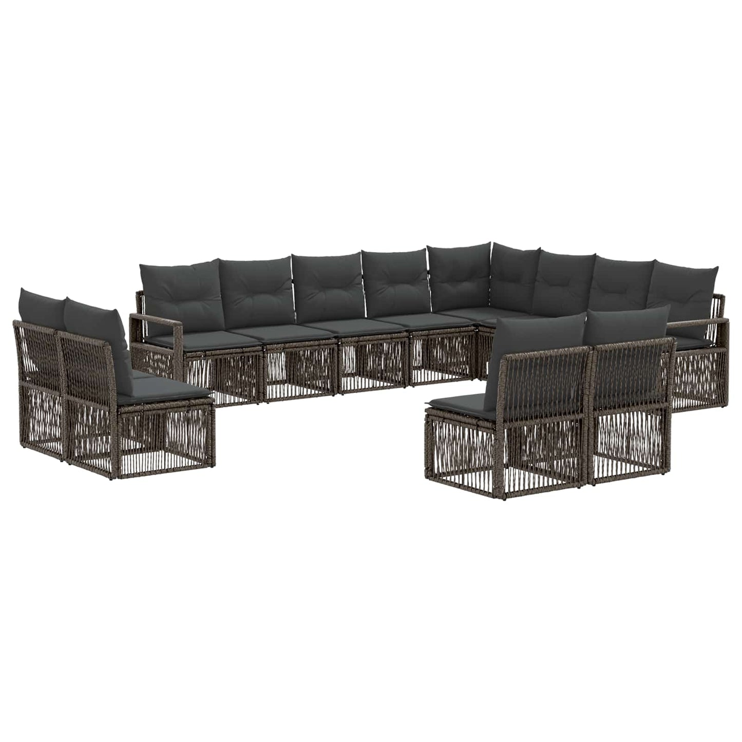 Gartensofa-set 12 stk. Grau Poly-Rattan