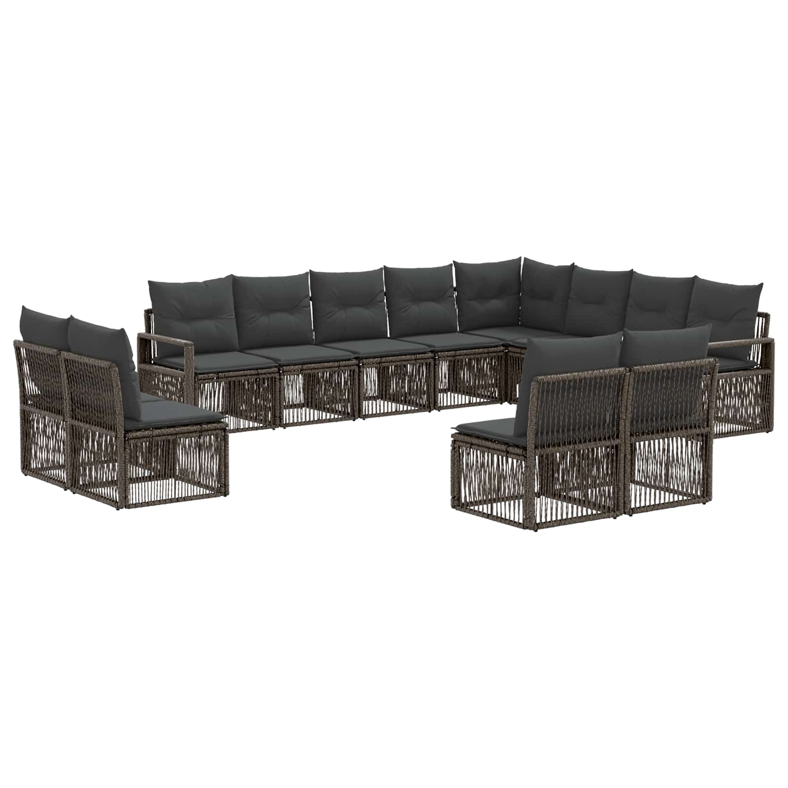 Gartensofa-set 12 stk. Grau Poly-Rattan
