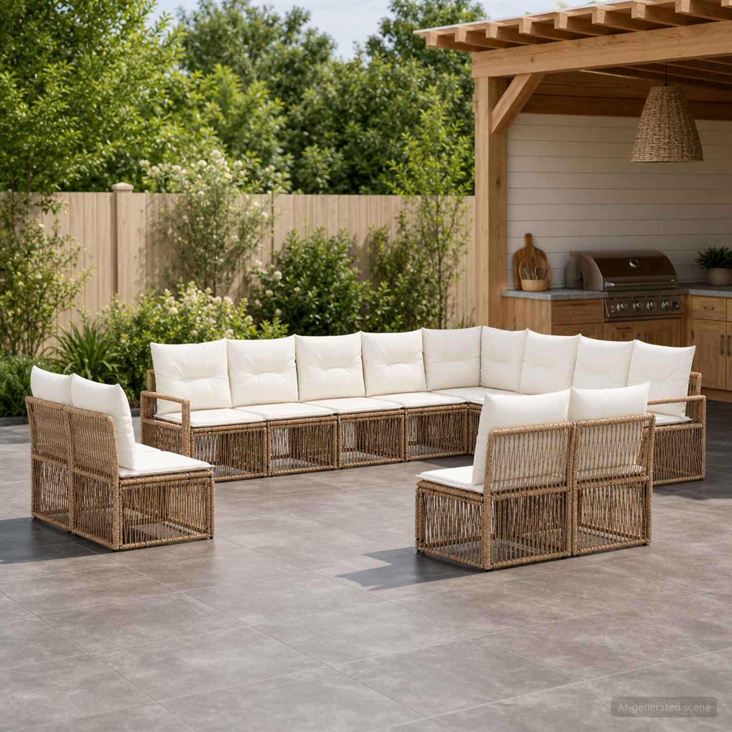 Gartensofa-set 12 pcs Beige Poly-Rattan
