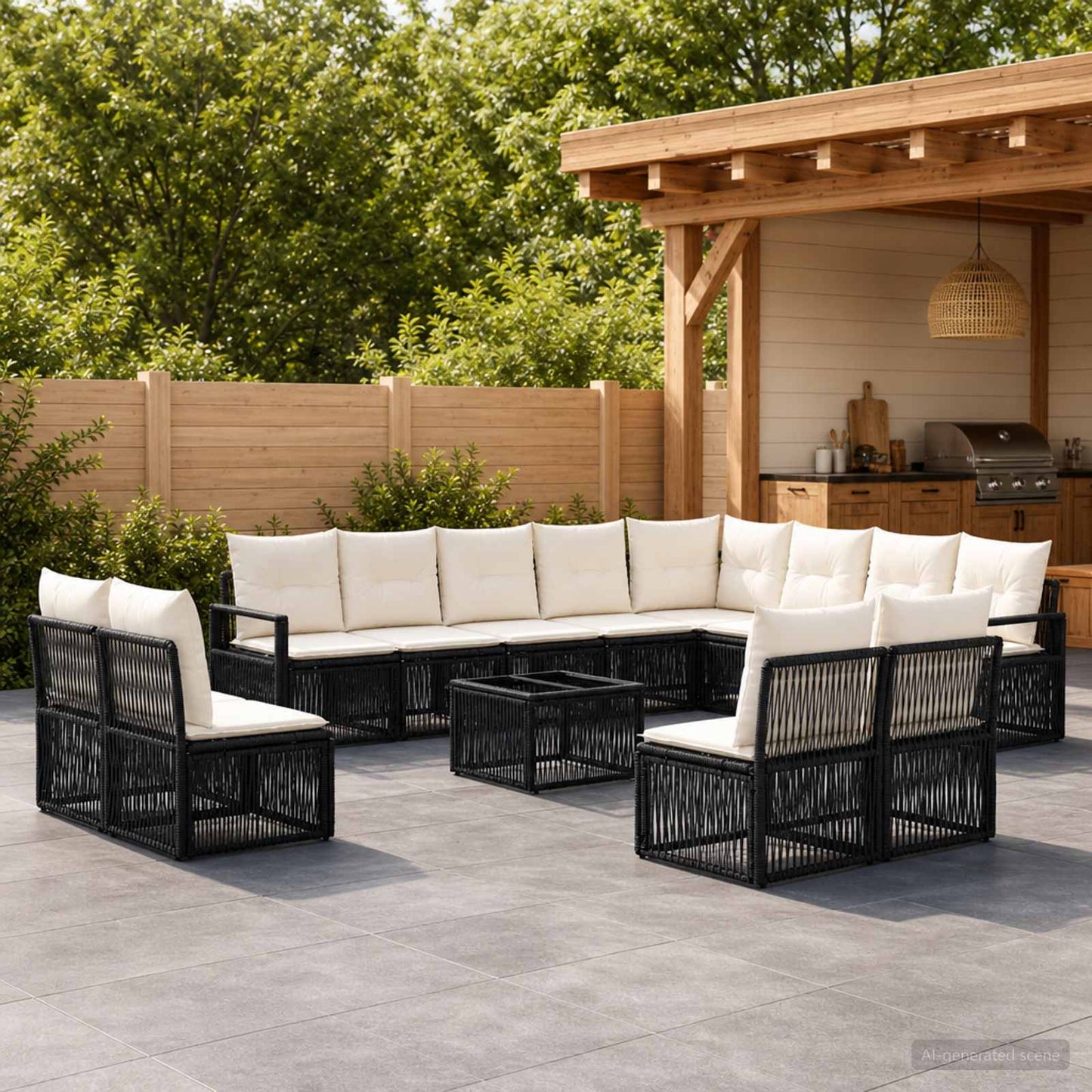 Gartensofa-set 13 pcs Schwarz Poly-Rattan