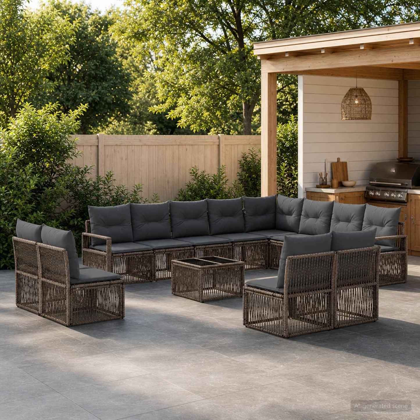Gartensofa-set 13 stk. Grau Poly-Rattan