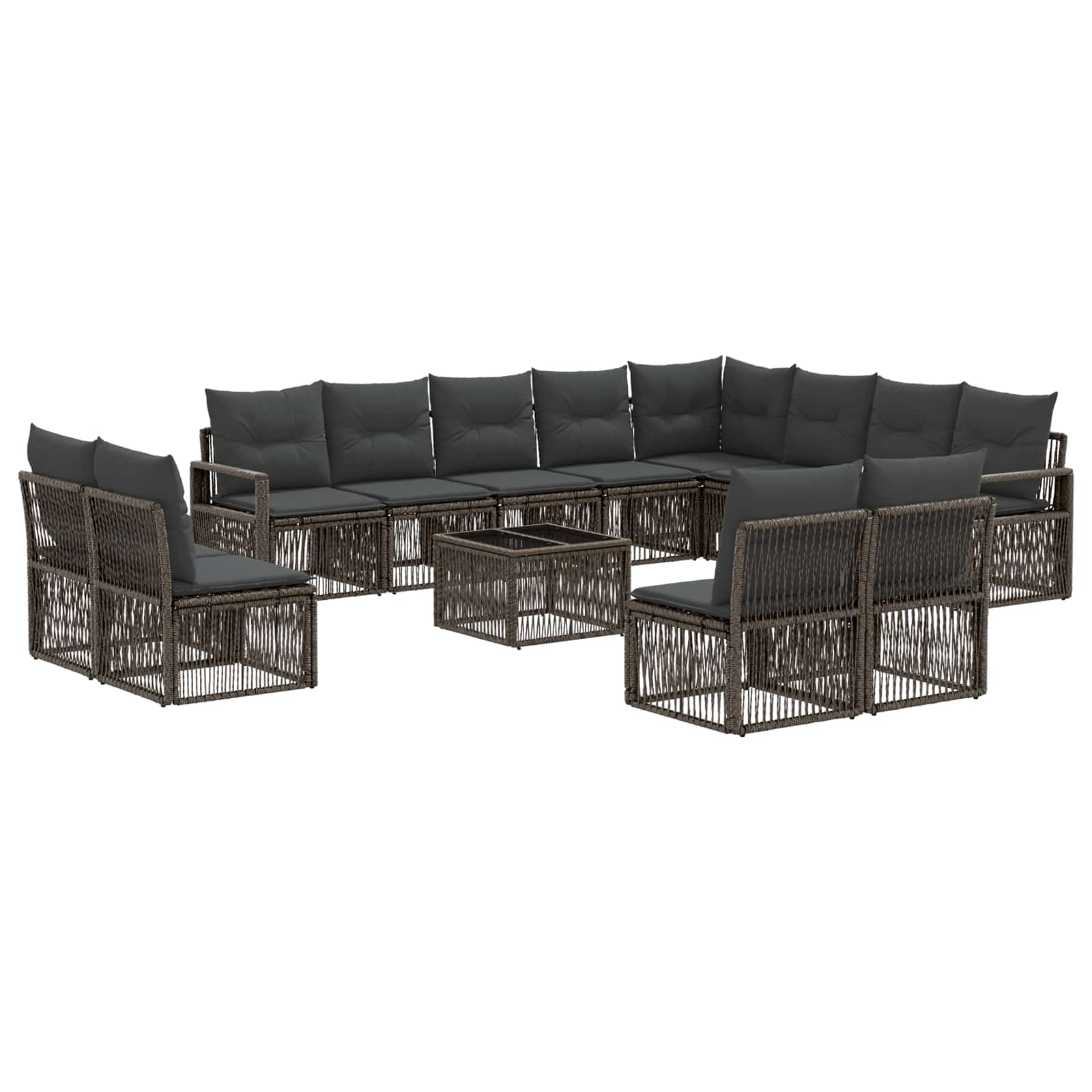 Gartensofa-set 13 stk. Grau Poly-Rattan