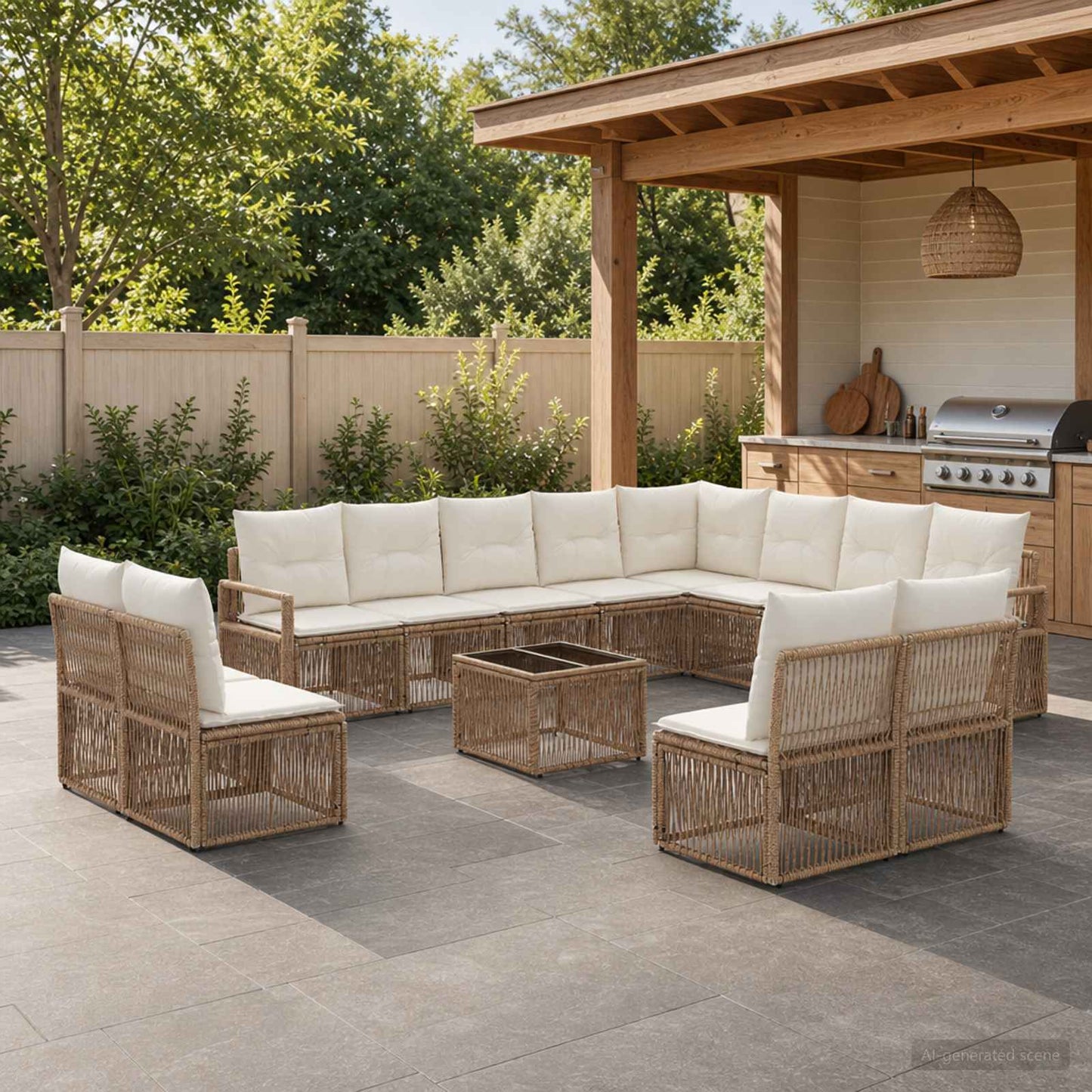 Gartensofa-set 13 pcs Beige Poly-Rattan