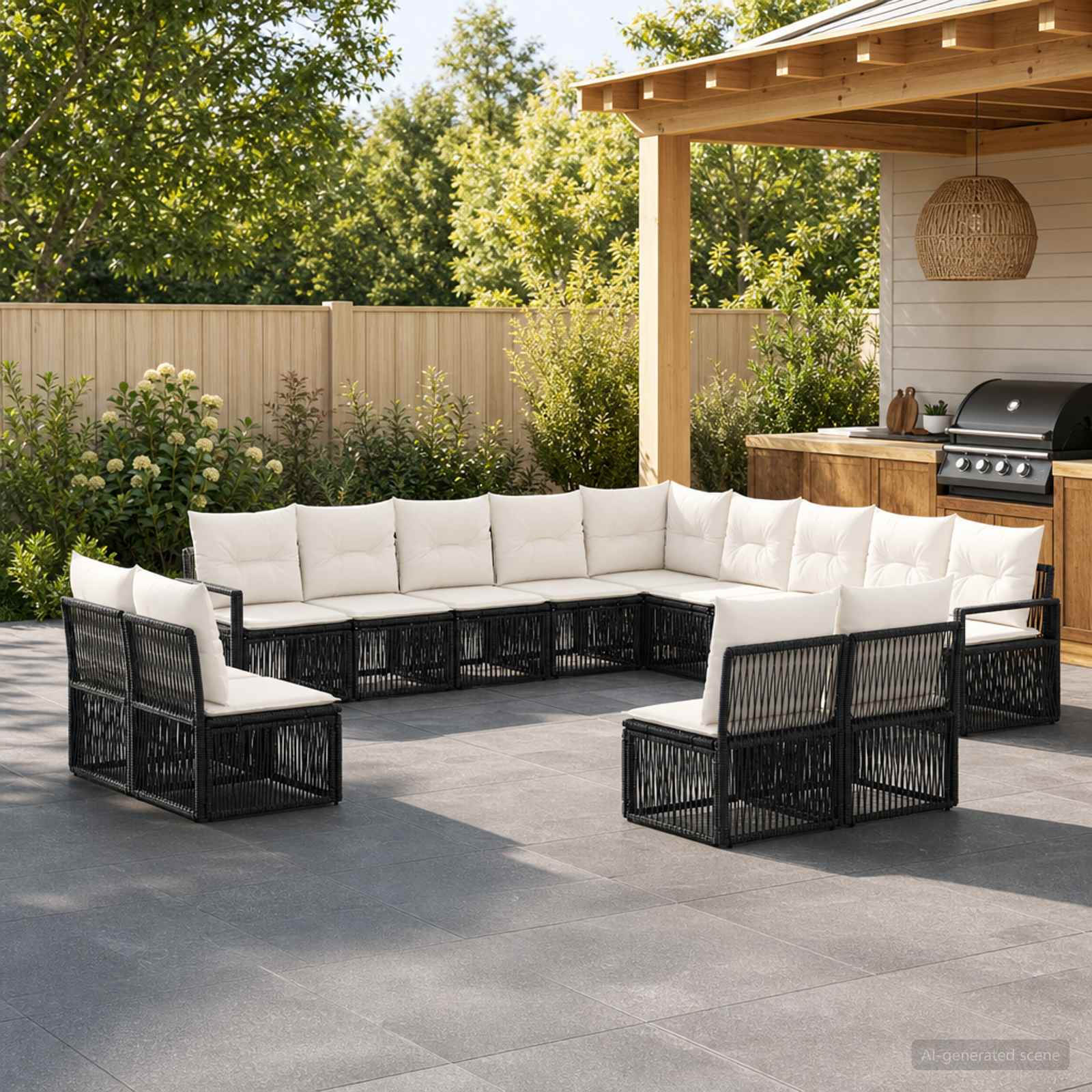 Gartensofa-set 13 pcs Schwarz Poly-Rattan
