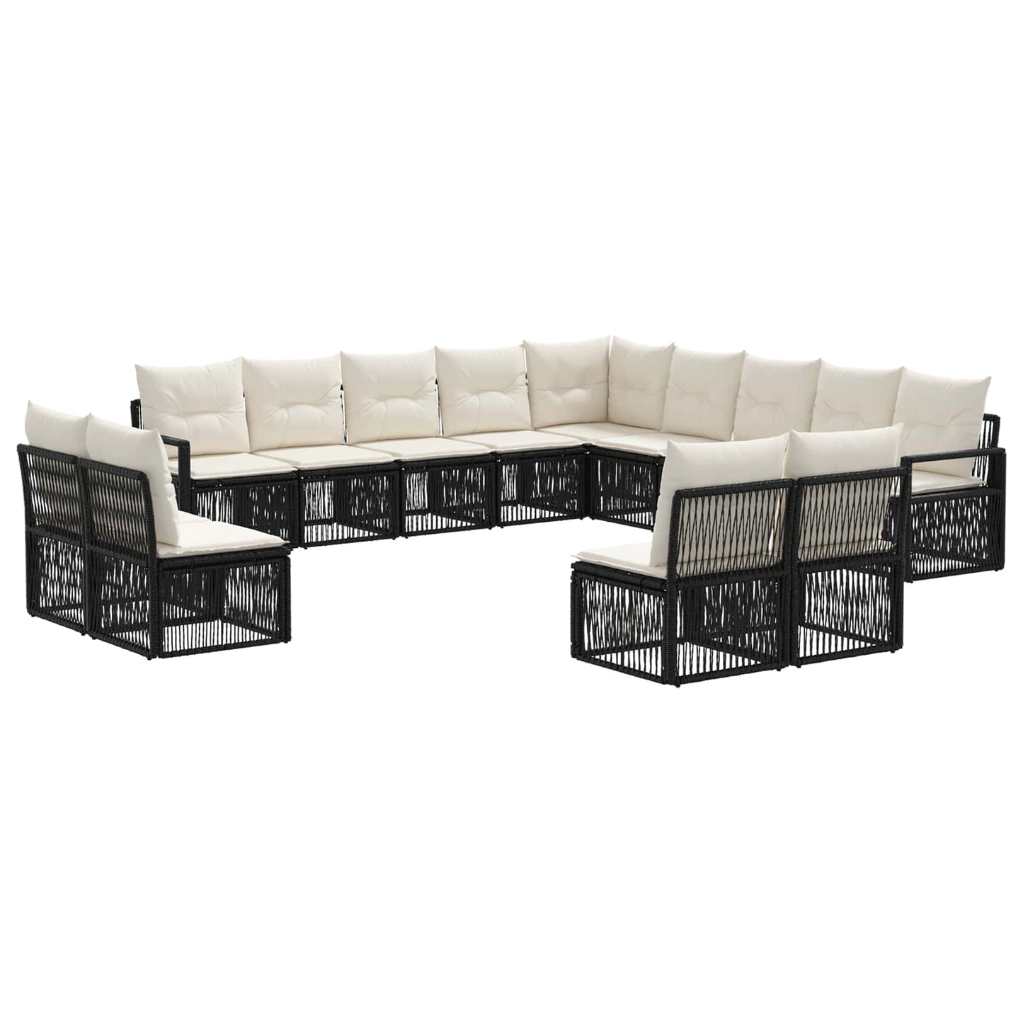 Gartensofa-set 13 pcs Schwarz Poly-Rattan