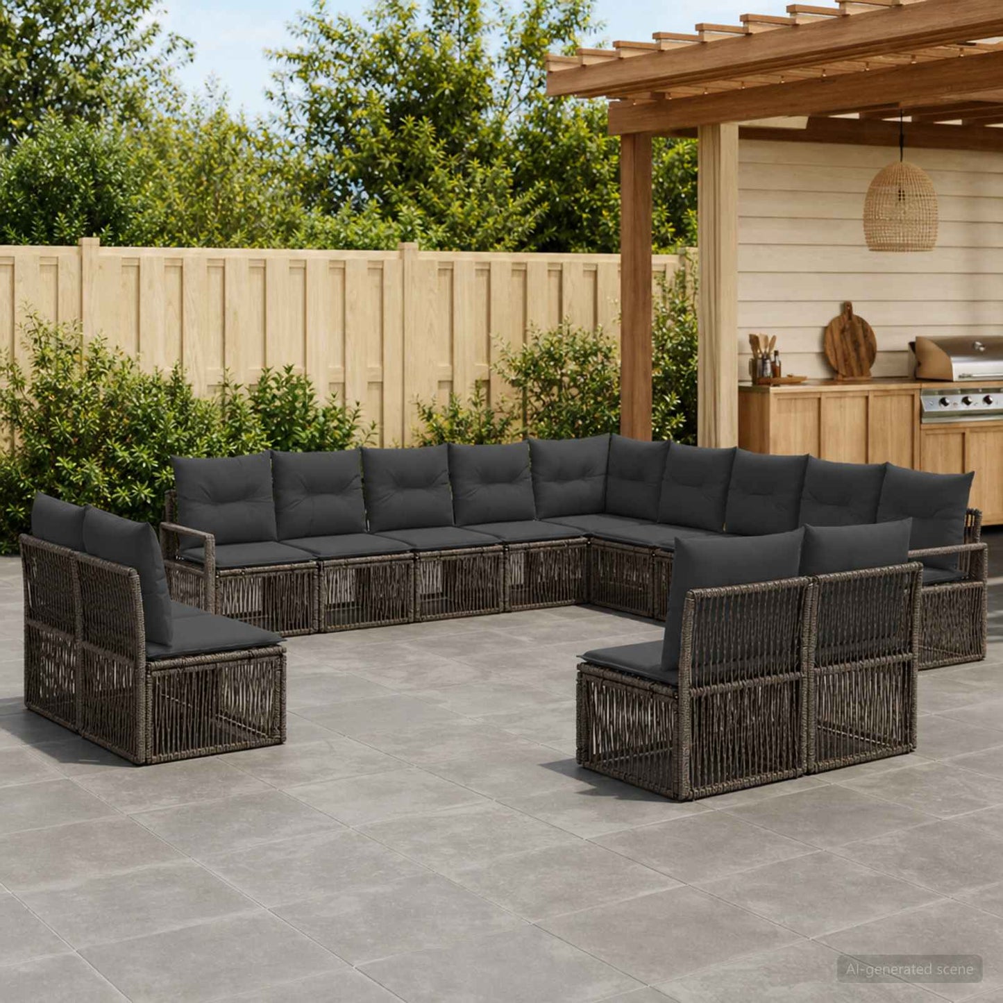 Gartensofa-set 13 stk. Grau Poly-Rattan