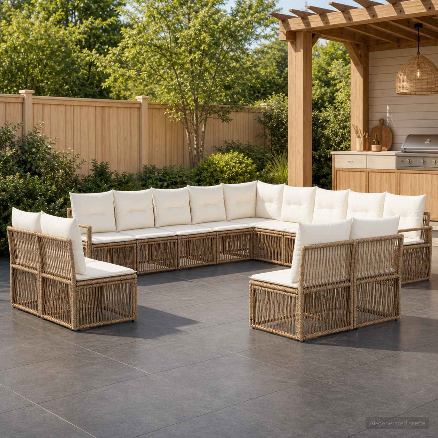 Gartensofa-set 13 pcs Beige Poly-Rattan