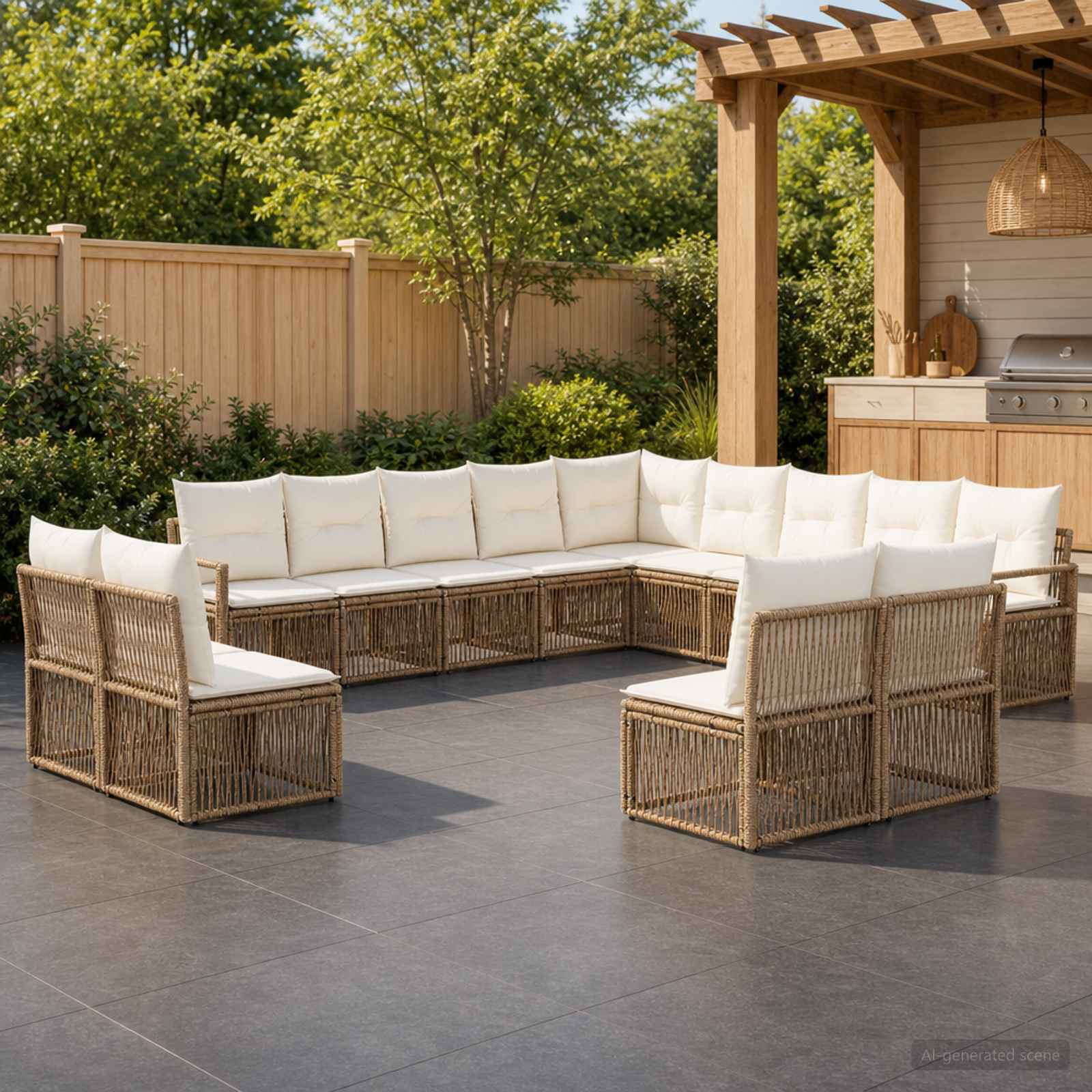 Gartensofa-set 13 pcs Beige Poly-Rattan