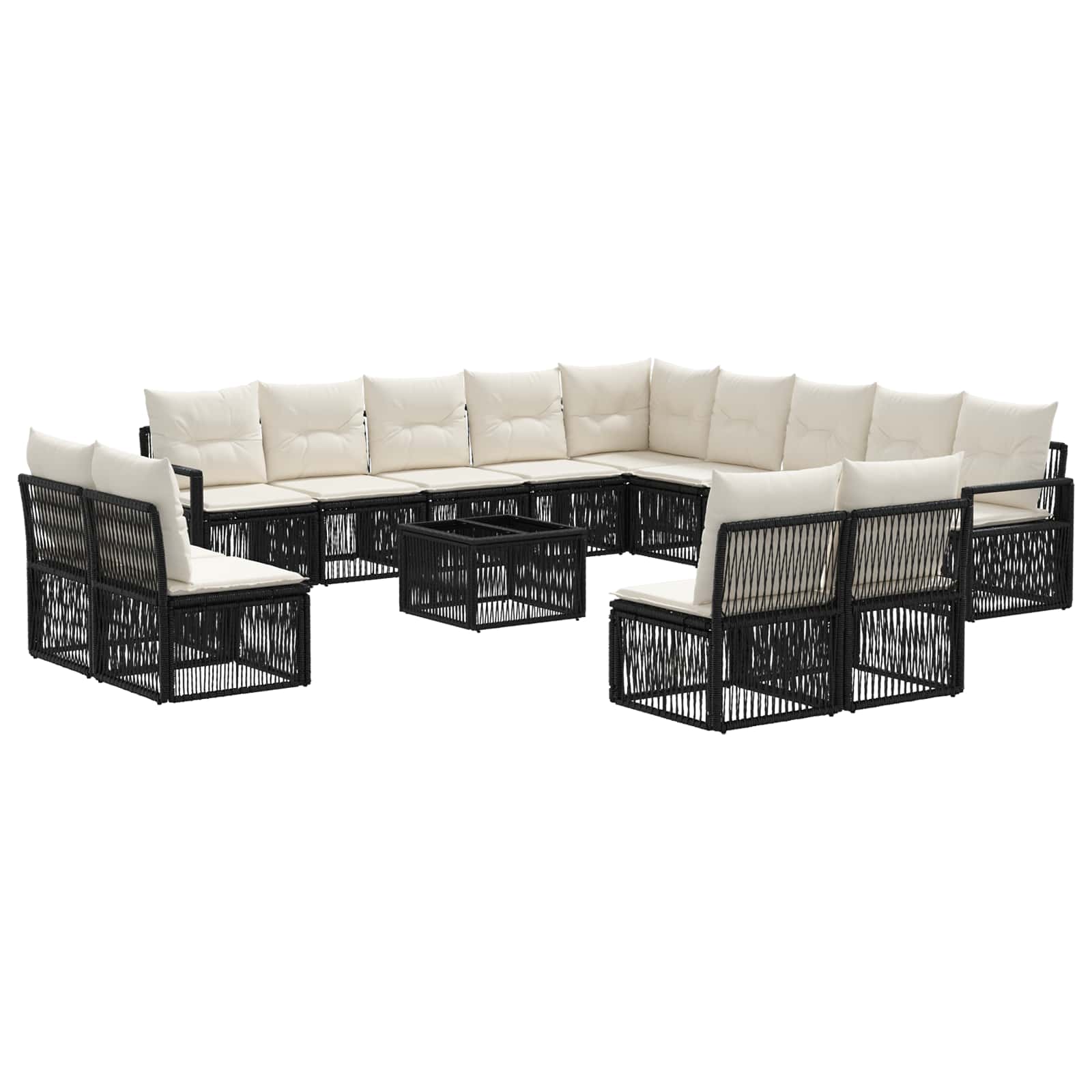 Gartensofa-set 14 pcs Schwarz Poly-Rattan