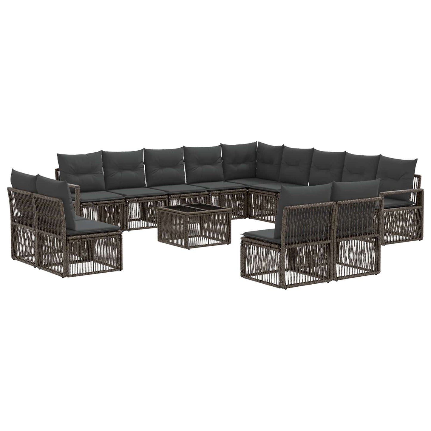 Gartensofa-set 14 stk. Grau Poly-Rattan