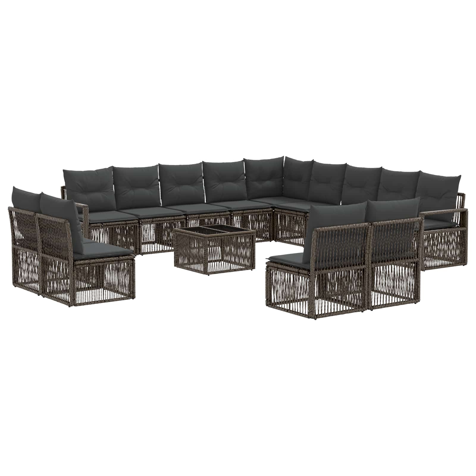 Gartensofa-set 14 stk. Grau Poly-Rattan