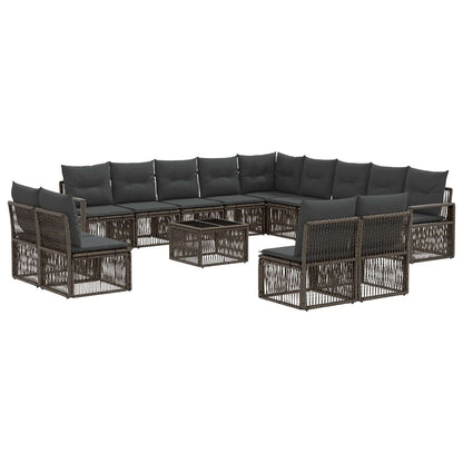 Gartensofa-set 14 stk. Grau Poly-Rattan