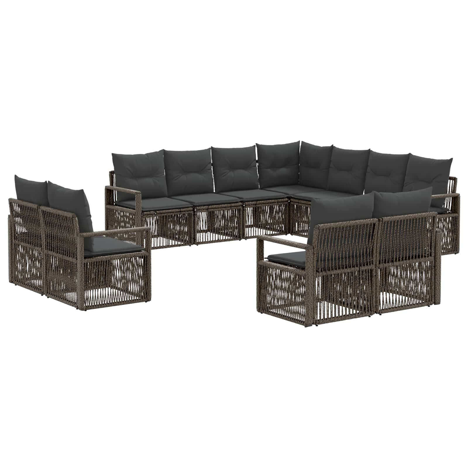 Gartensofa-set 11 pcs Grau Poly-Rattan