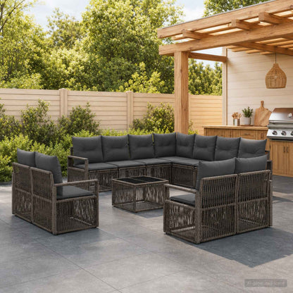 Gartensofa-set 12 stk. Grau Poly-Rattan
