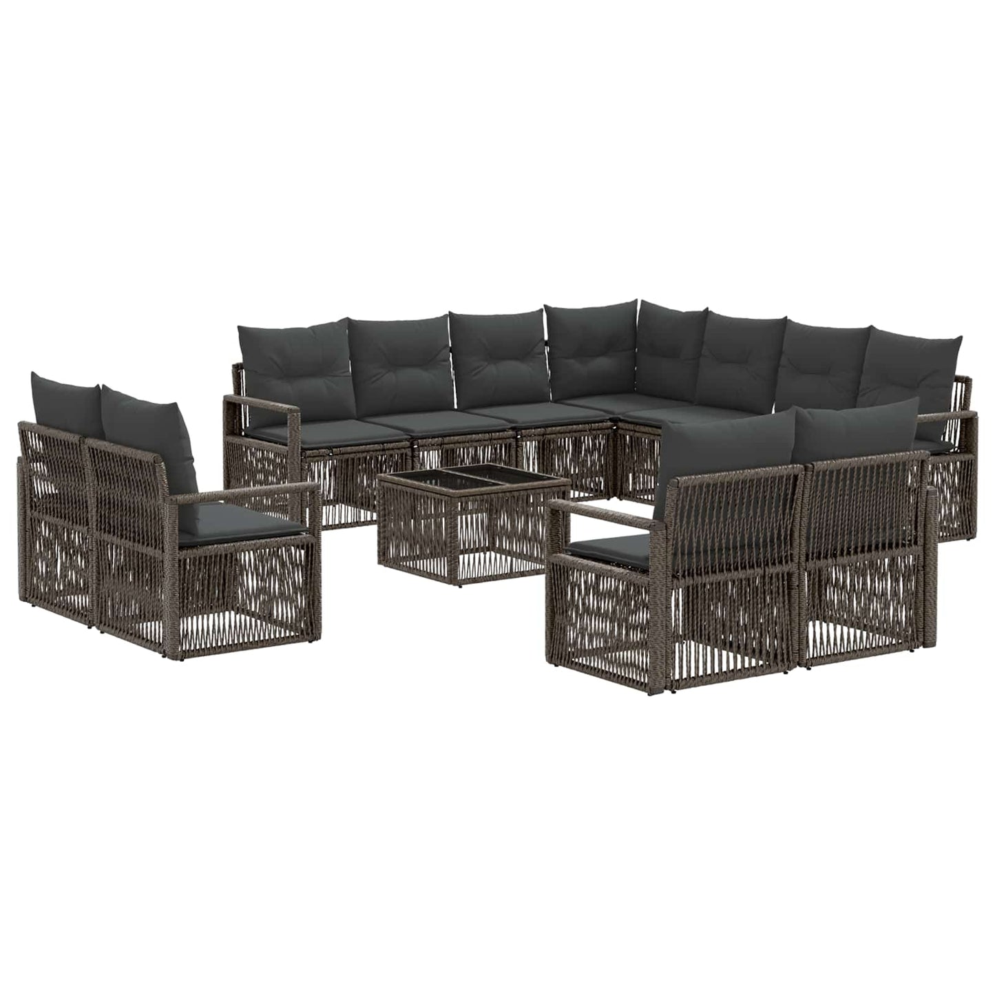 Gartensofa-set 12 stk. Grau Poly-Rattan