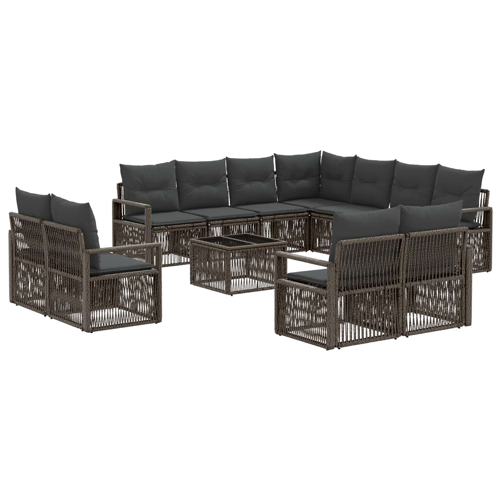 Gartensofa-set 12 stk. Grau Poly-Rattan