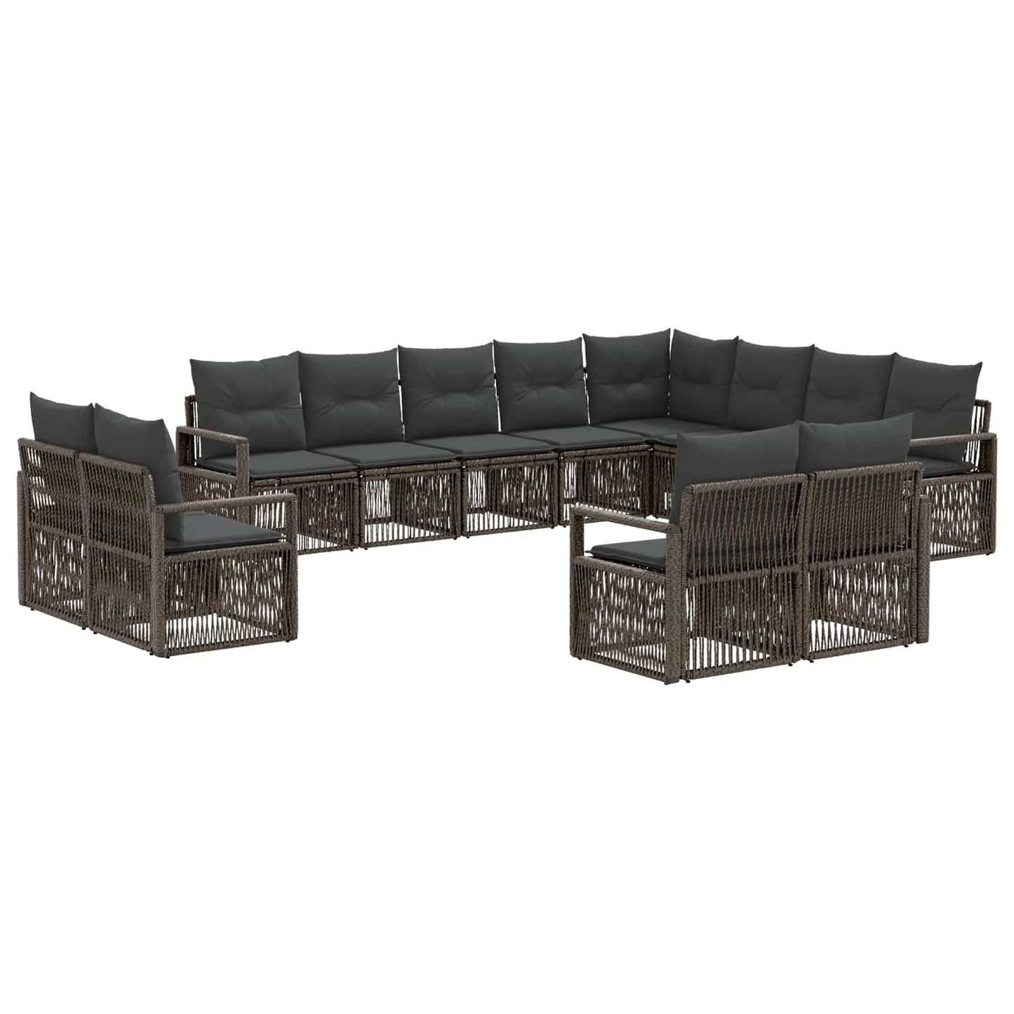 Gartensofa-set 12 pcs Grau Poly-Rattan