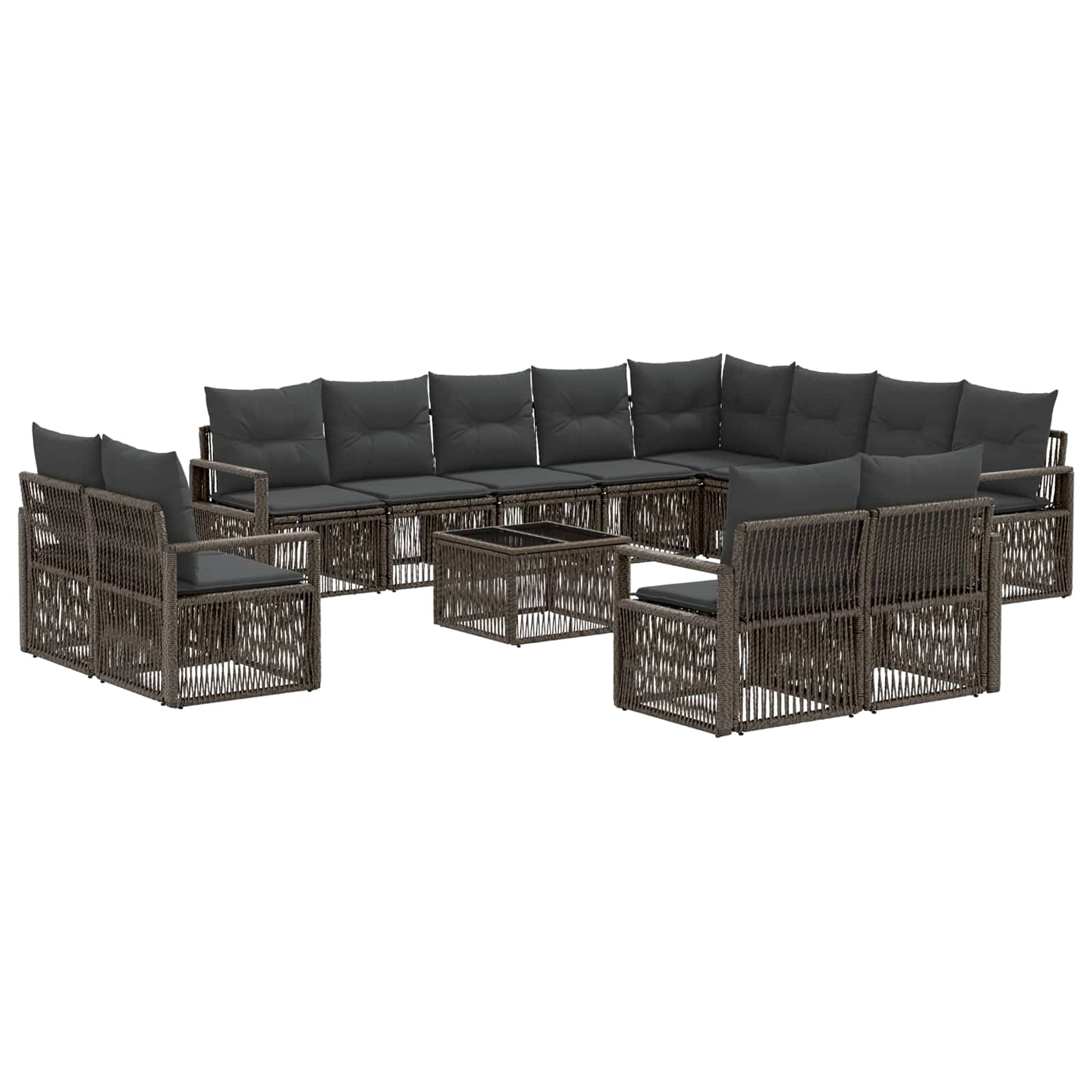 Gartensofa-set 13 stk. Grau Poly-Rattan
