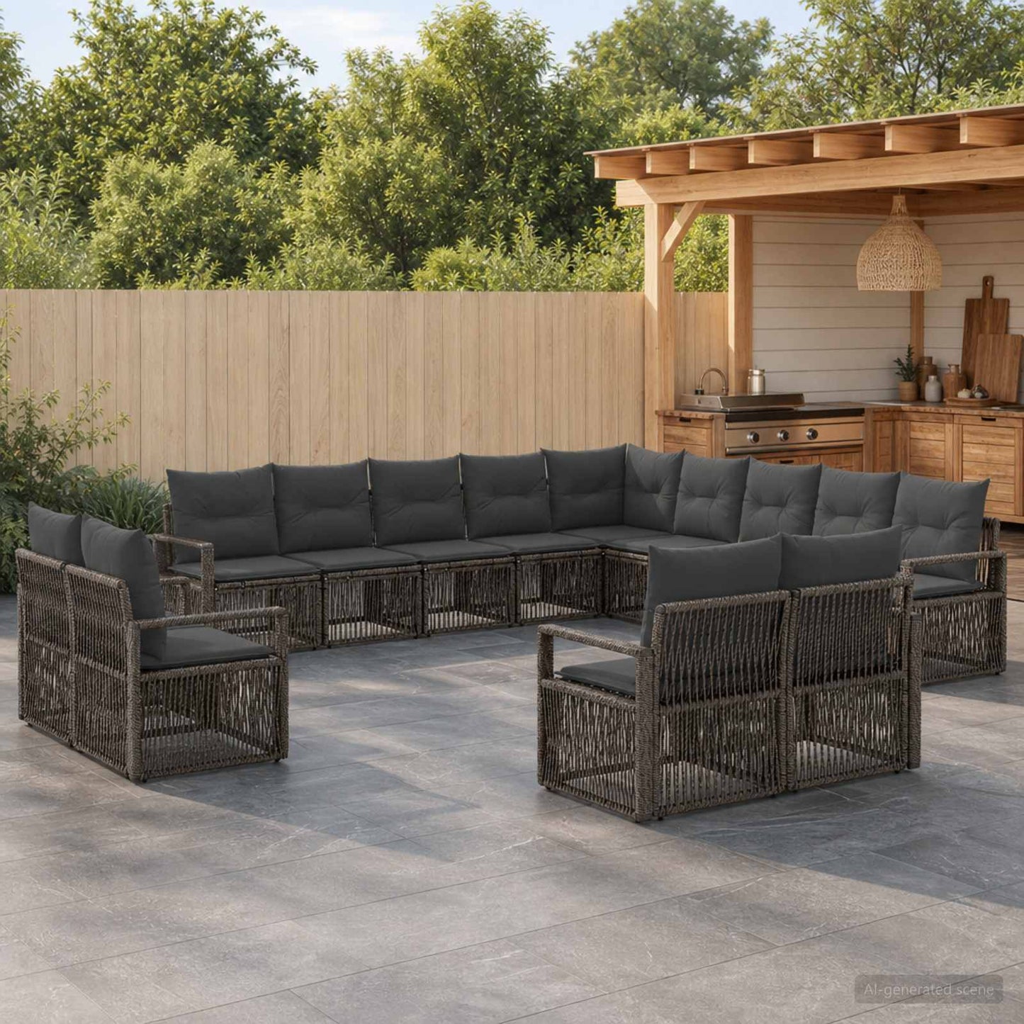 Gartensofa-set 13 pcs Grau Poly-Rattan