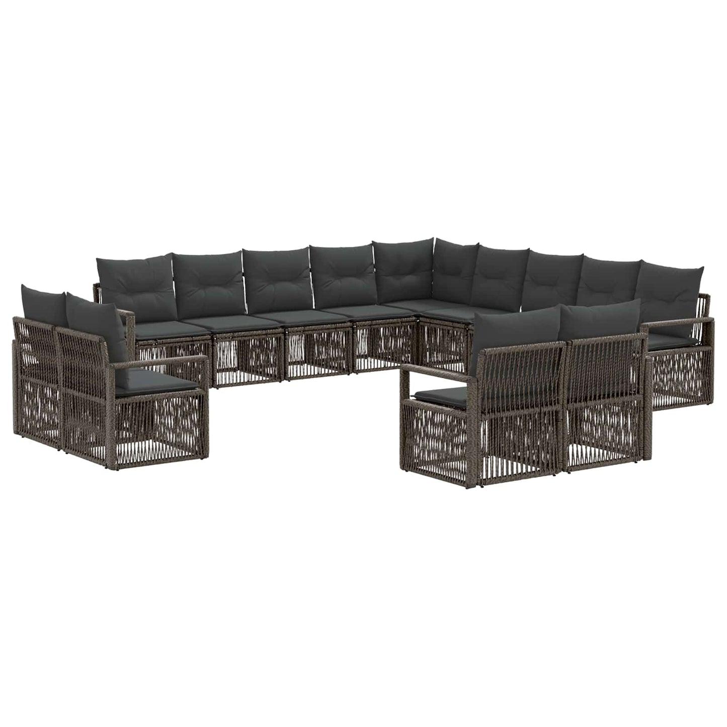 Gartensofa-set 13 pcs Grau Poly-Rattan