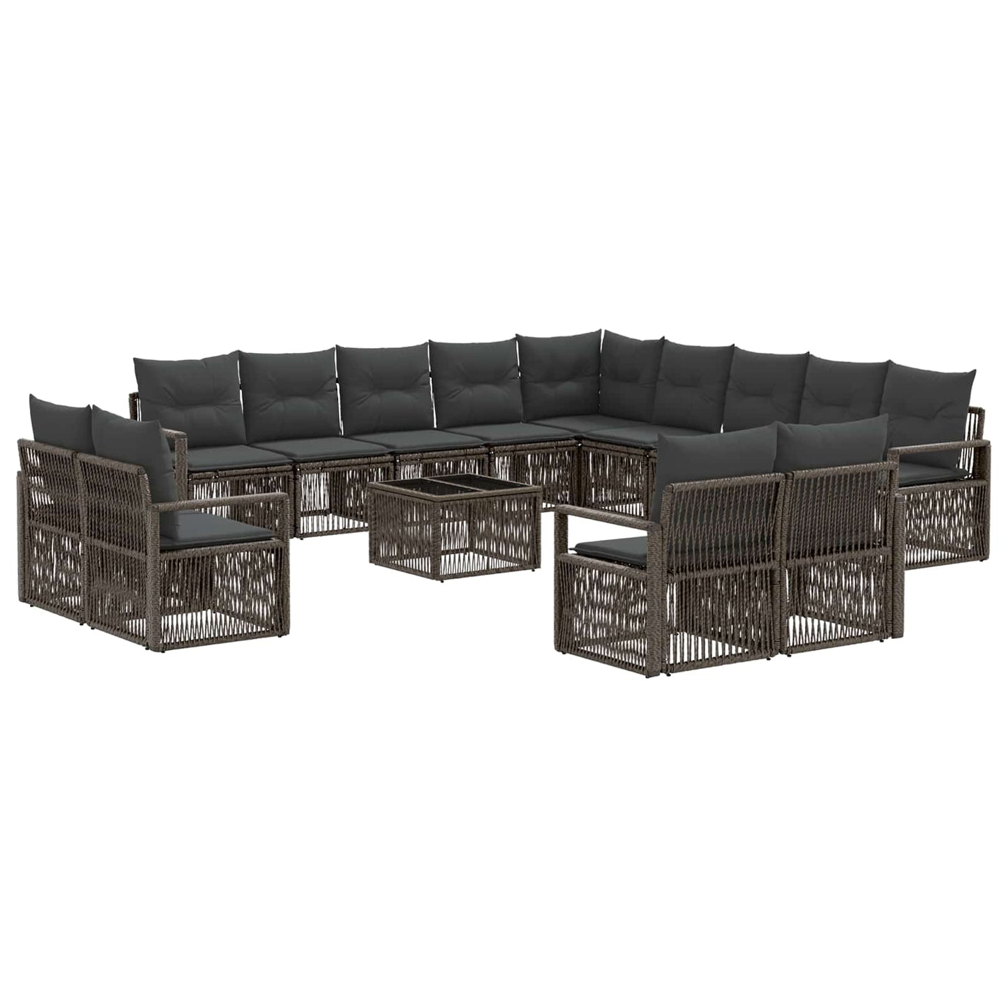Gartensofa-set 14 stk. Grau Poly-Rattan
