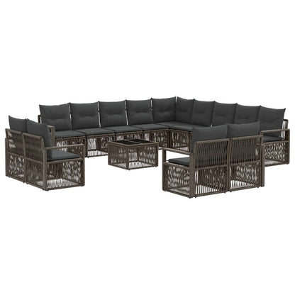 Gartensofa-set 14 stk. Grau Poly-Rattan