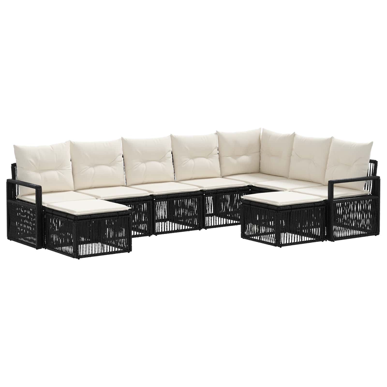 Gartensofa-set 9 pcs Schwarz Poly-Rattan