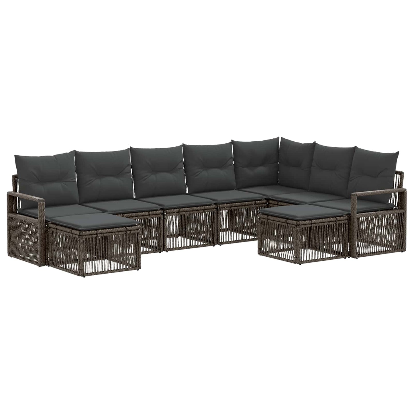 Gartensofa-set 9 stk. Grau Poly-Rattan